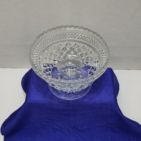 Anchor Hocking Wexford Candy Dish Crisscross Pattern Footed Centerpiece Vintage - Picture 4 of 7